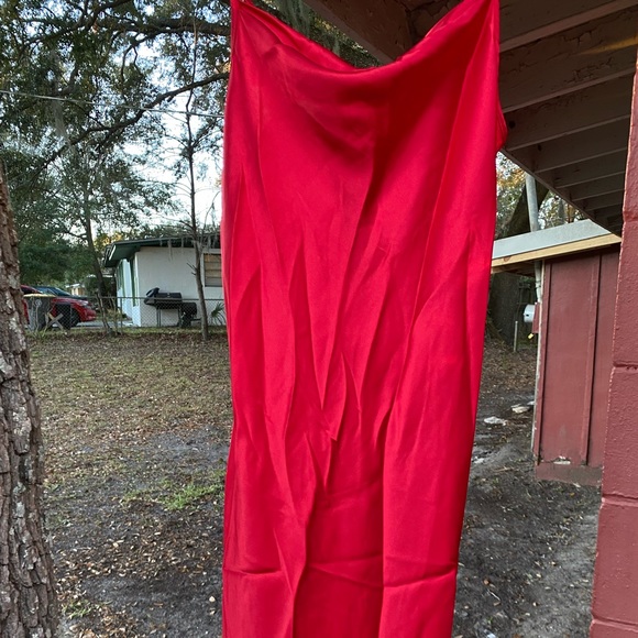 SATIN COWL NECK SLIP MIDI DRESS NWT - Picture 3 of 11